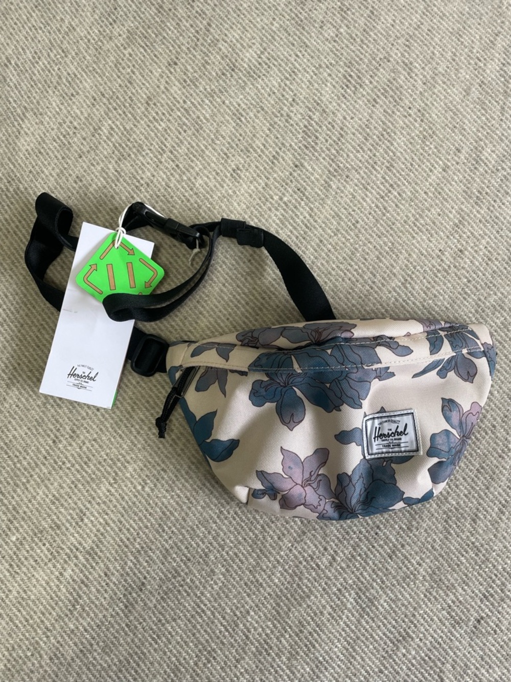 Herschel Supply Company Beige Floral Hip Pack with Blue Accents